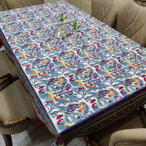 Fabriqué à la main élégant 100% coton Floral Design Rectangle nappe traditionnel Artisan main bloc imprimé à la main couverture de Table - Product Image 1