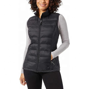 Chaleco hinchado para mujer con cremallera y cuello levantado sin mangas de algodón ligero acolchado recortado chaleco acolchado abrigo cálido de invierno chaqueta - Product Image 1