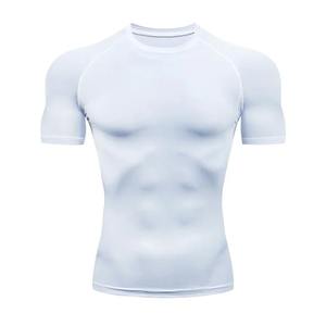 Chemise de compression de sport pour hommes, t-shirt d'été à col rond, t-shirt de course à pied à séchage rapide, fitness, gym, hauts d'entraînement pour hommes - Product Image 4