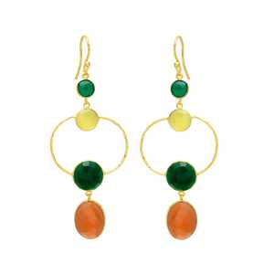 New Arrival Golden <b>Emerald</b> Hydro and Carnelian Gemstone Hook and Dangle <b>Earring</b> - Product Image 1
