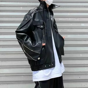 Mens Genuine Sheep Leather Biker Deconstructed Streetwear Jacket Waterproof Breathable Winter Tops - Product Image 5