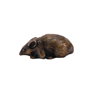 Mini figurine de souris en laiton faite à la main Sculpture de rat vintage Cadeau moderne Feng Shui Finition chinoise Sculpture animale polie pour - Product Image 3