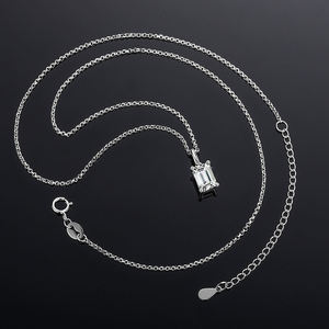 Bijoux fins, pendentif en moissanite de 1 carat, couleur D, VVS1, émeraude solitaire, collier ras du cou en argent sterling 925, collier de mariage pour femmes - Product Image 3