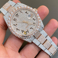 Montre mécanique élégante pour homme avec boîtier en acier inoxydable, verre analogique, fonction date, charme étincelant exclusif avec diamants de laboratoire de clarté VVS