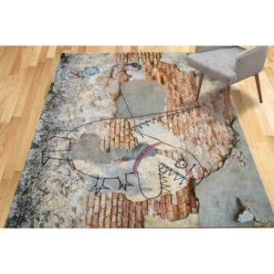 Alfombra Abstracta con Diseño de Dinosaurios y Graffiti Urbano: Alfombra Impresa con Diseño Moderno de Dinosaurios, Alfombra Suave con Pelo Largo - Product Image 3