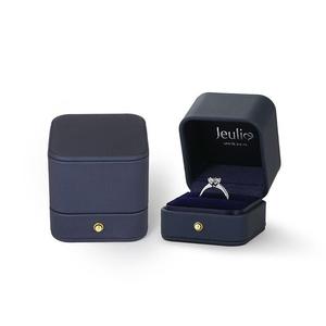 Vintage Dark Blue <b>Proposal</b> <b>Ring</b> <b>Box</b> by Jeulia-Elegant Square Jewelry <b>Box</b> for Wedding - Product Image 1