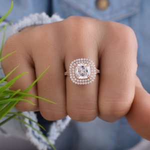 Anillo de diamantes de oro rosa de 18 quilates para mujer, joyería india de moda hecha a mano para boda, venta al por mayor, Zirconia cúbica - Product Image 5