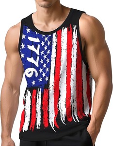 OEM Gym Vests <b>for</b> <b>Men</b> High-Stretch Cotton-Blend or Polyester <b>Singlets</b> Plain or Printed Low MOQ & Private Label - Product Image 6
