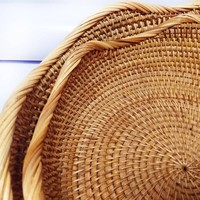 Handgemaakte 3-delige set van natuurlijke rotan serveerschalen, decoratieve rieten kommen, aanpasbare maat, kleur en design, Indonesische oorsprong