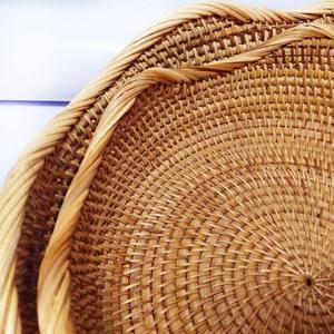 Juego de bandejas de mimbre natural de 3 piezas hechas a mano con cuencos de mimbre decorativos redondos, Color de tamaño personalizable para almacenamiento de cocina - Product Image 4