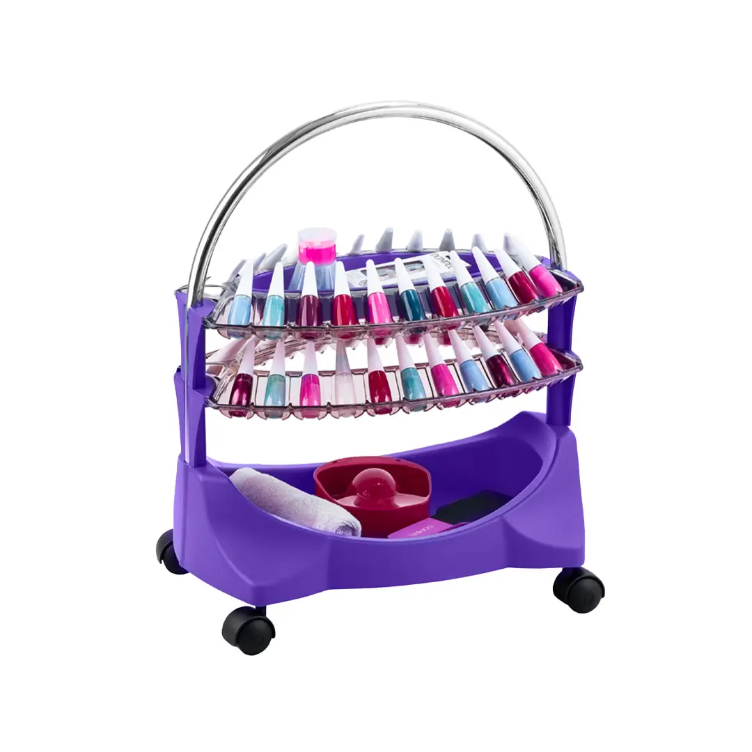 Smaltbell Classic Trolley Purple - The world's first nail polish organizer trolley! Its chrome steel frame has a carrying handle