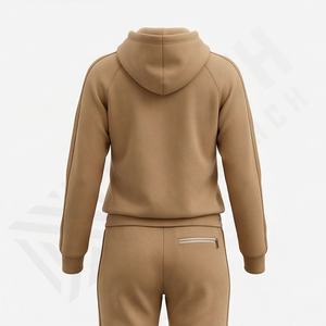 Ensemble de survêtement pour femme, coupe ajustée, logo personnalisé, respirant, décontracté, vêtements de rue, 100% coton, ensemble deux pièces - Product Image 2