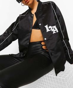 Blousons aviateur en satin personnalisé pour femmes Fournisseur en gros Commande en gros Blousons aviateur en satin avec logo personnalisé - Product Image 5