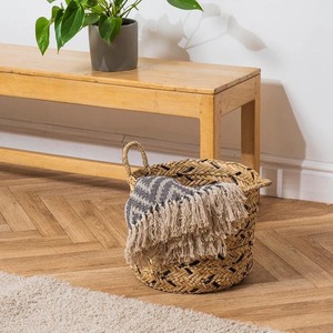 Ensemble de 3 paniers ronds en jonc de mer avec accents noirs, paniers de rangement faits à la main, vente en gros, écologiques, fabriqués au Vietnam - Product Image 6