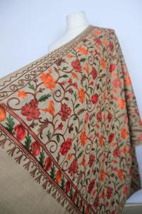 Bright Yellow Kashmiri <b>Shawl</b> with Multicolor Borders Pure Wool <b>Wrap</b> for Festive and Ethnic Winter Style - Product Image 3