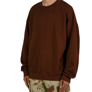 Sweat-shirt à col rond surdimensionné personnalisé marron avec logo SINEWY SPORTS, en molleton de coton premium, unisexe, streetwear, pull-over, vêtements de sport - Product Image 1