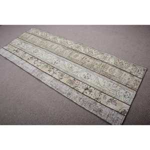 Turkish Rug, Runner 3x7,7 ft Vintage Rug, <b>Brown</b> Oriental <b>Wool</b> Rug - Product Image 4