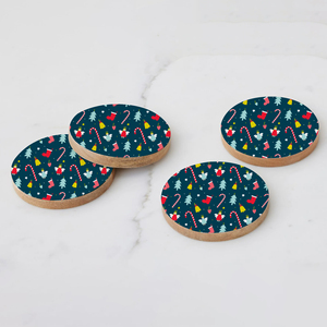 Wholesale 2024 Classic Custom Enamel Printed 10 cm <b>Placemat</b> Pad Free <b>Wood</b> Tea Coasters for Weddings & Parties - Product Image 4