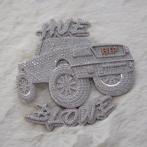 Pendentif à breloque pour homme Ice Out Diamond Personnalisez HipHop CAR Style 14K Finition en or blanc - Product Image 1