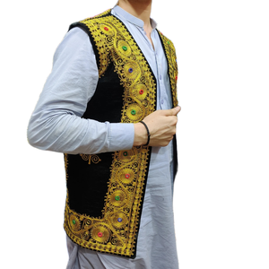 Gilet pour homme afghan en laine, brodé à la main, respirant et à séchage rapide, idéal pour les événements culturels, Nikah Barat, Aïd, automne - Product Image 3