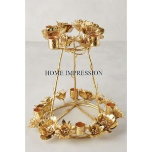 Unique Designer Solid Brass Table Top Decorating Candle <b>Holders</b> Set of 2 <b>Gold</b> Plated Metal Brass <b>Candlestick</b> <b>Holders</b> for Wedding - Product Image 2