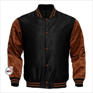 2023 Veste de baseball universitaire en satin sur mesure col montant saison d'hiver en gros; Impression par sublimation et broderie - Product Image 5