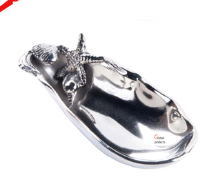 Plateau de service élégant en métal de forme ovale au design argenté avec visage d'éléphant pour la fête de mariage - Product Image 2