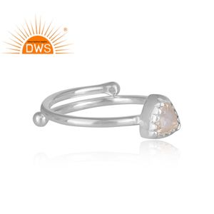 Best Selling Sterling Silver Triangular <b>Crystal</b> Quartz Set Fine 925 Silver Designer <b>Ring</b> Jewelry Manufacturer - Product Image 3