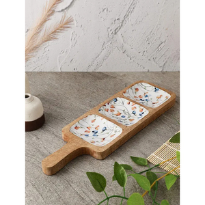Plato de postre grande de madera para hotel con 3 compartimentos, ideal para dátiles y aperitivos, artículos de mesa elegantes para servir - Product Image 2