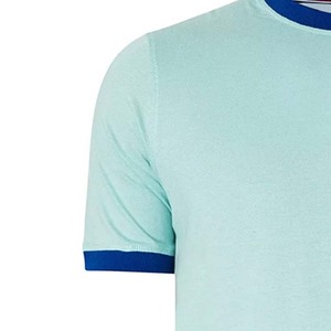 Vente en gros de T-shirt 100% coton du fabricant T-shirt à manches courtes et col en O contrasté T-shirt de sonnerie pour vêtements pour hommes grande taille d'été - Product Image 6