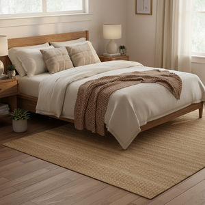 Tapis carré en jute naturelle Woodensure, moderne, antibactérien, lavable, à fort trafic, écologique, tissage plat, poil moyen fin, pour canapé - Product Image 1