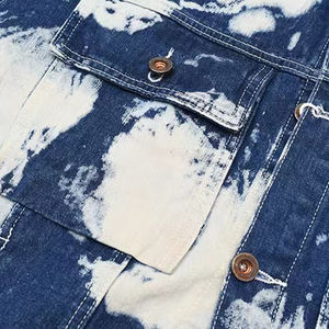 Chaqueta vaquera de herramientas de lavado antiguo retro personalizada con tinta de salpicaduras contraste de color informal suelta para la temporada de otoño - Product Image 5