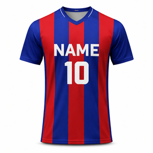 Uniforme de football unisexe pour adultes, col en V, manches courtes, nom d'équipe personnalisé, 100% polyester, imprimé par sublimation, extensible dans les quatre sens - Product Image 2