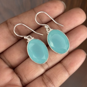 ขายส่ง925เงินสเตอร์ลิงต่างหูห้อยหินอัญมณีต่างหูแบบห้อยดีไซน์ใหม่ของขวัญแต่งงานที่ทันสมัย - Product Image 3