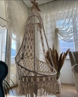 Chaise de balançoire suspendue en coton macramé de style bohème de couleur marron chaise de patio faite à la main pour la maison et le jardin