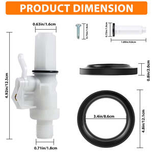 Vypart 13168 Caravan RV Toilet Water Valve <b>Kit</b> Abs Plastic for Thetford Aqua <b>Magic</b> IV Toilets - Product Image 3