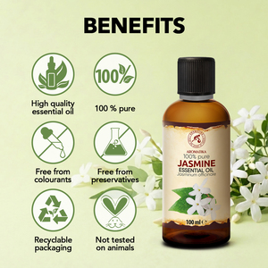 Aromatika Huile Essentielle de Jasmin Doux 100% Pure 100ml, Composé d'Aromathérapie Naturelle, Distillée à la Vapeur, Anti-Vergetures - Product Image 4