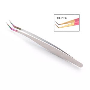 แหนบต่อขนตาสแตนเลสแบบมืออาชีพด้ามจับเพชรปลายไฟเบอร์กันไฟฟ้าสถิตออกแบบมาเป็นพิเศษเพื่อความงามของกระบะ - Product Image 3