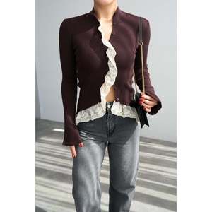 COFFEE <b>Lace</b> Knit <b>Cardigan</b> - Product Image 3