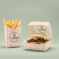 Boîte d'emballage pour hamburgers biodégradable et écologique personnalisée, avec doublure en éponge, fermeture magnétique, conteneur alimentaire jetable en papier kraft