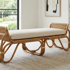 Banc en rotin d'extérieur durable, confortable, écologique et minimaliste pour une utilisation dans les fermes et les hôtels - Product Image 2