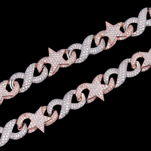 Luxury Fashion 20mm Golden Star <b>Infinity</b> Special Bail Miami Cuban Chain Iced Out Moissanite <b>Necklace</b> From India - Product Image 6