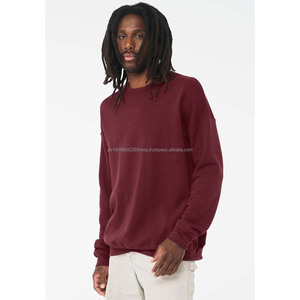 Sweat-shirt décontracté pour homme, couleur unie, manches longues, polaire, fermeture éclair, épaules tombantes, col rond, respirant, brodé - Product Image 1