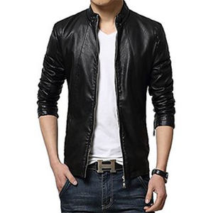 Veste en cuir pour homme, taille 8XL, mode automne-hiver 2026, couleur unie, fermeture éclair, simili cuir, décontractée, veste en PU d'hiver pour homme, sur mesure - Product Image 2