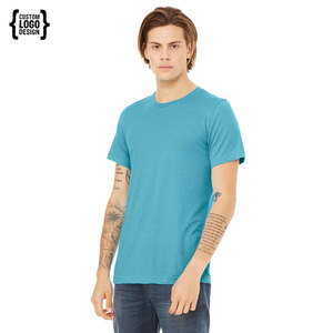 T-shirt en jersey 100% coton bleu personnalisé en gros, col rond, léger, unisexe, 180 grammes - Product Image 2