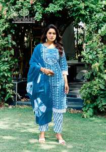 Catalogue complet Salwar Kameez en coton de qualité supérieure imprimé batik, y compris le bas Kurti et le tarif de gros Dupatta pour les vêtements de mariage - Product Image 3