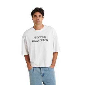 OEM 100% Cotton Unisex <b>Crop</b> <b>Top</b> Streetwear Cropped Length T-shirt Customized 3D Graphic Silk Screen Printing Box <b>Men's</b> T-shirts - Product Image 1