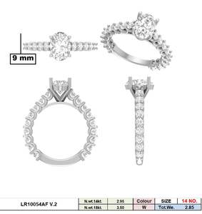 Bague de fiançailles en or blanc massif 14 carats certifiée IGI, diamant ovale CVD cultivé en laboratoire, alliance éternité plaquée rhodium, classique pour femme - Product Image 3