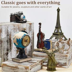 Ensemble de 4 présentoirs empilables en bois Supports de support de gâteau de style torché Tailles Rustique Cupcake en bois Carré Vintage Piédestal - Product Image 4