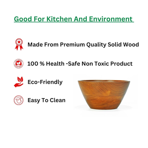 ชุดชามสลัดไม้เนื้อแข็งธรรมชาติ2ชิ้นความจุ6นิ้ว500มล. ผิวเรียบจากอินเดีย - Product Image 4